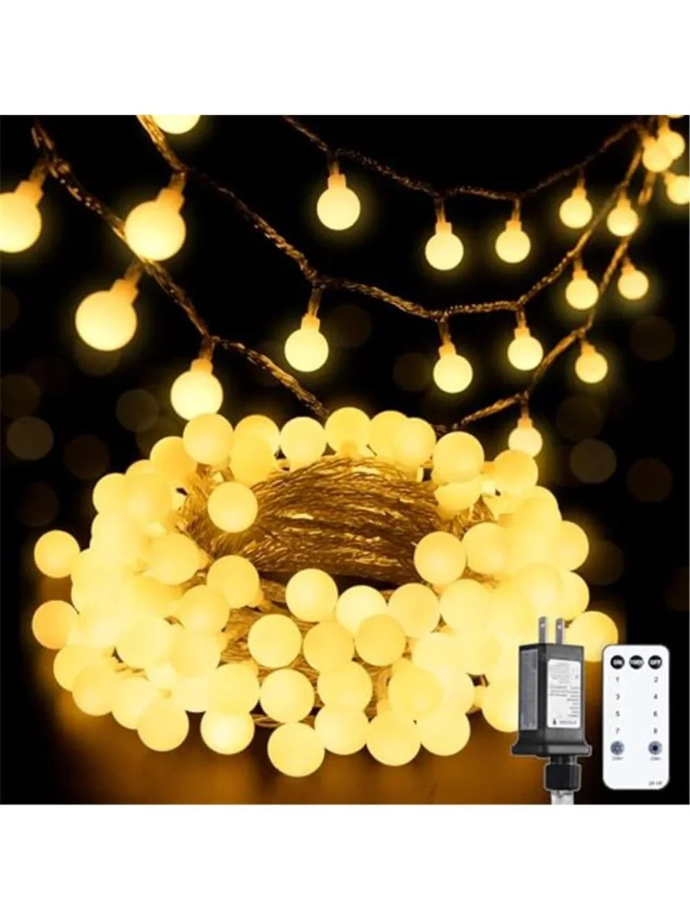 100 LED Connectable Globe String Lights Indoor Bedroom,33ft Warm White Lights